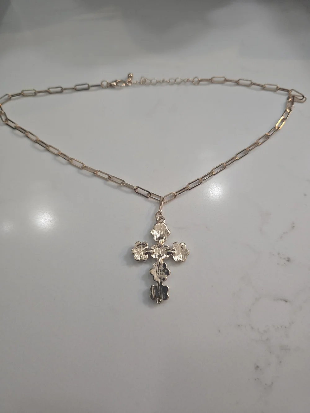 Gold-Tone Pearl Cluster Cross Necklace - Picture 2 of 2
